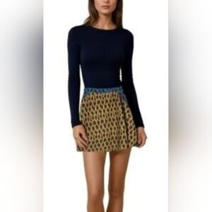NWOT! Gold Woven Metallic Pharaoh Animal Print Women's Spring Mini Skirt Small